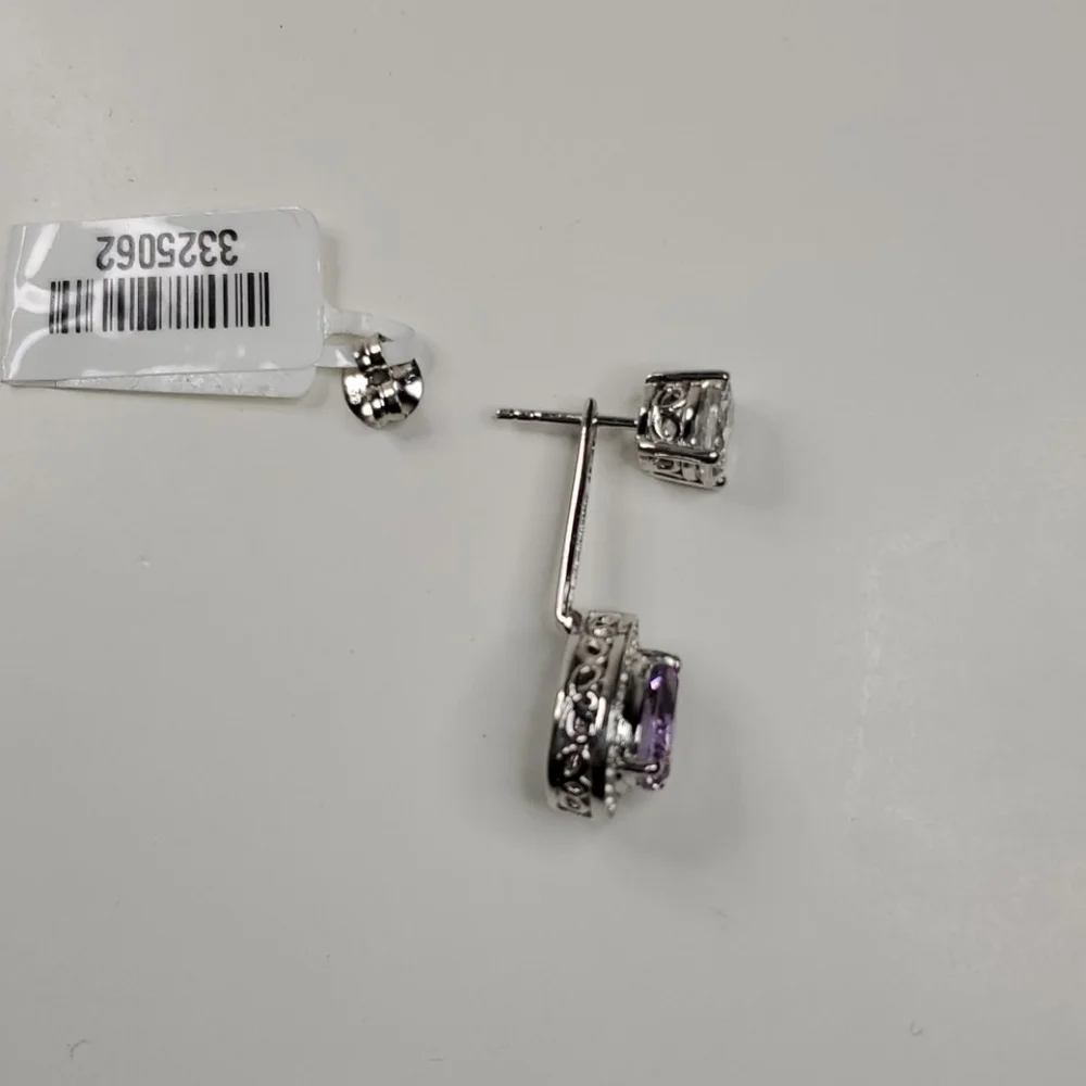 Rose de France Amethyst White Topaz Earrings NWT